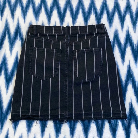 Black Striped Denim Mini Skirt - Picture 2 of 3